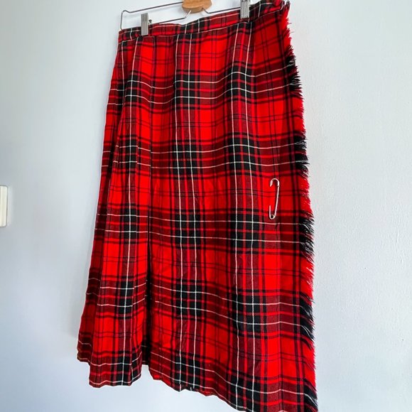 Vintage Highland Queen Wemyss Tartan Wool Kilt Scottish Traditional Skirt Sz 12 - Picture 3 of 9